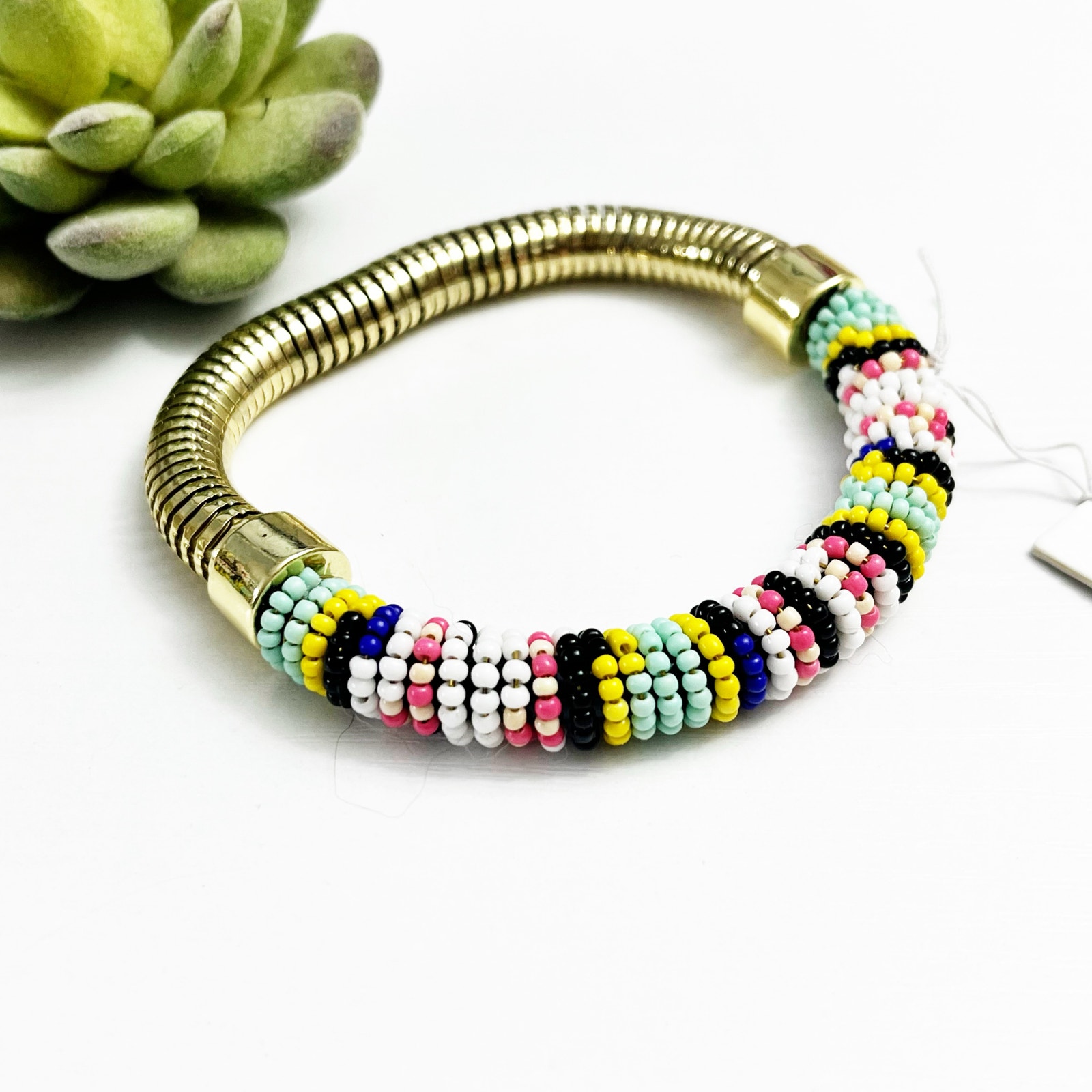 New French Connection Colorful Seed Bead Stretch Bracelet